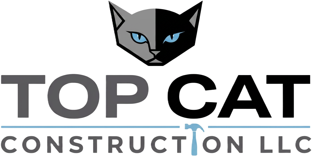 Top Cat Construction LLC logo: geometric cat head above the company name