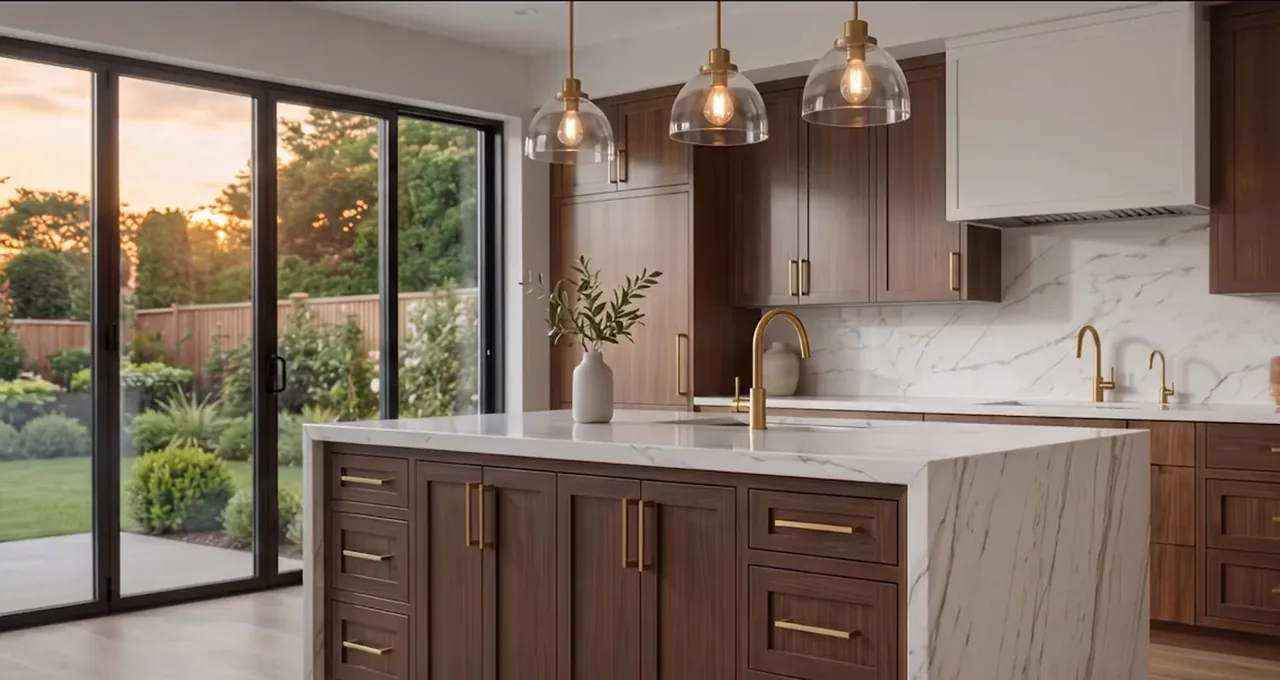 Remodeled kitchen with custom wood cabinetry, stone counters and warm natural light in a Lenoir NC home